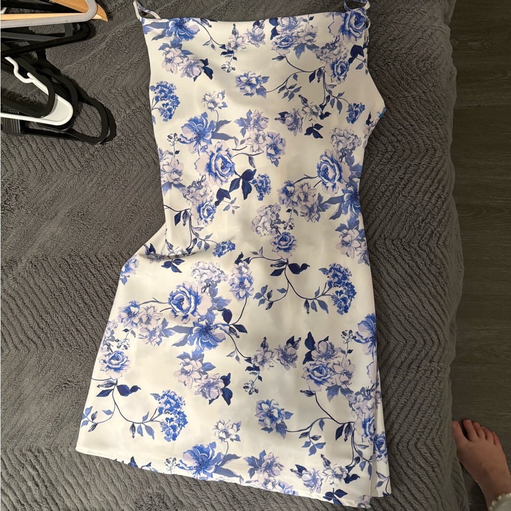 Floral Blue and White Dress
